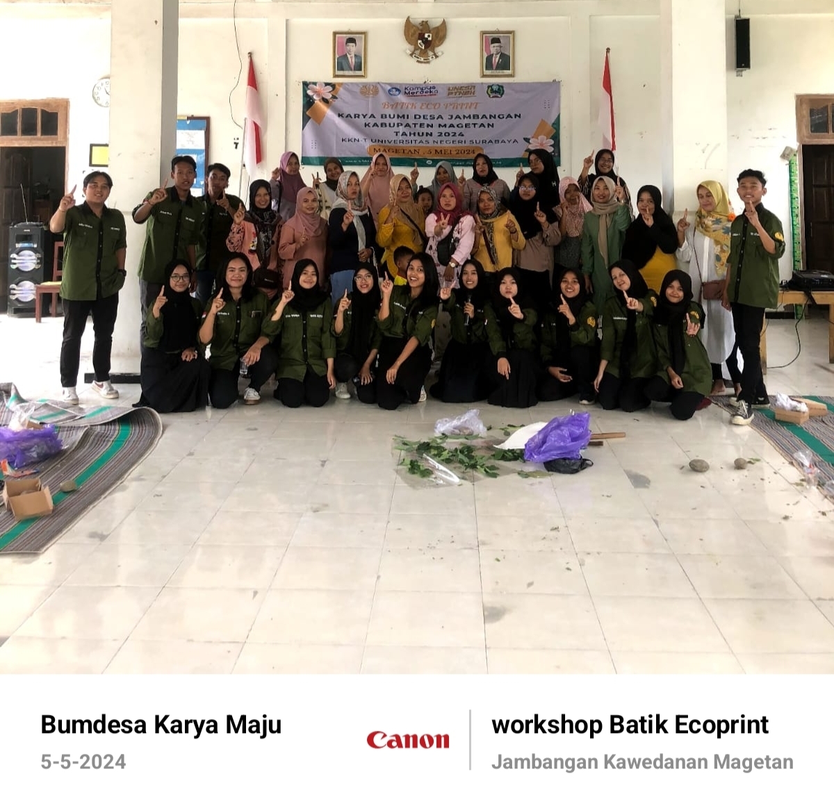 Kreativitas Menghijau: Workshop Batik Ecoprint Bumi Jambangan dengan KKN Unesa